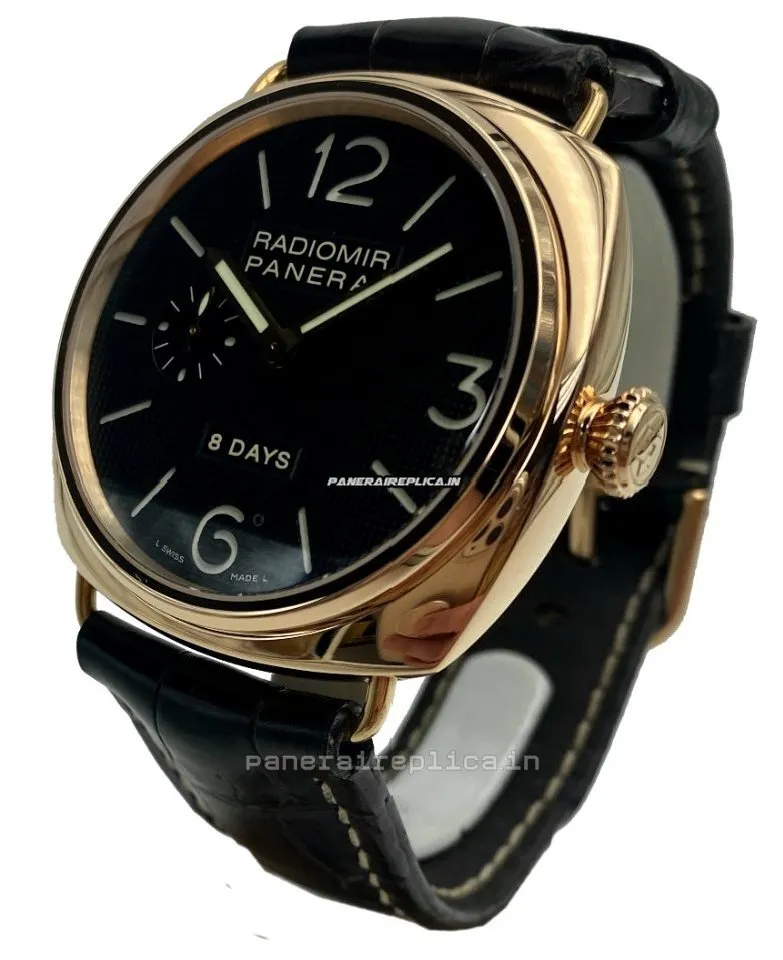 Alternative view of Mind-boggling Replica Panerai Radiomir 8 Days Gmt 45mm Rose Gold Case Mens/unisex Manual Winding Watch