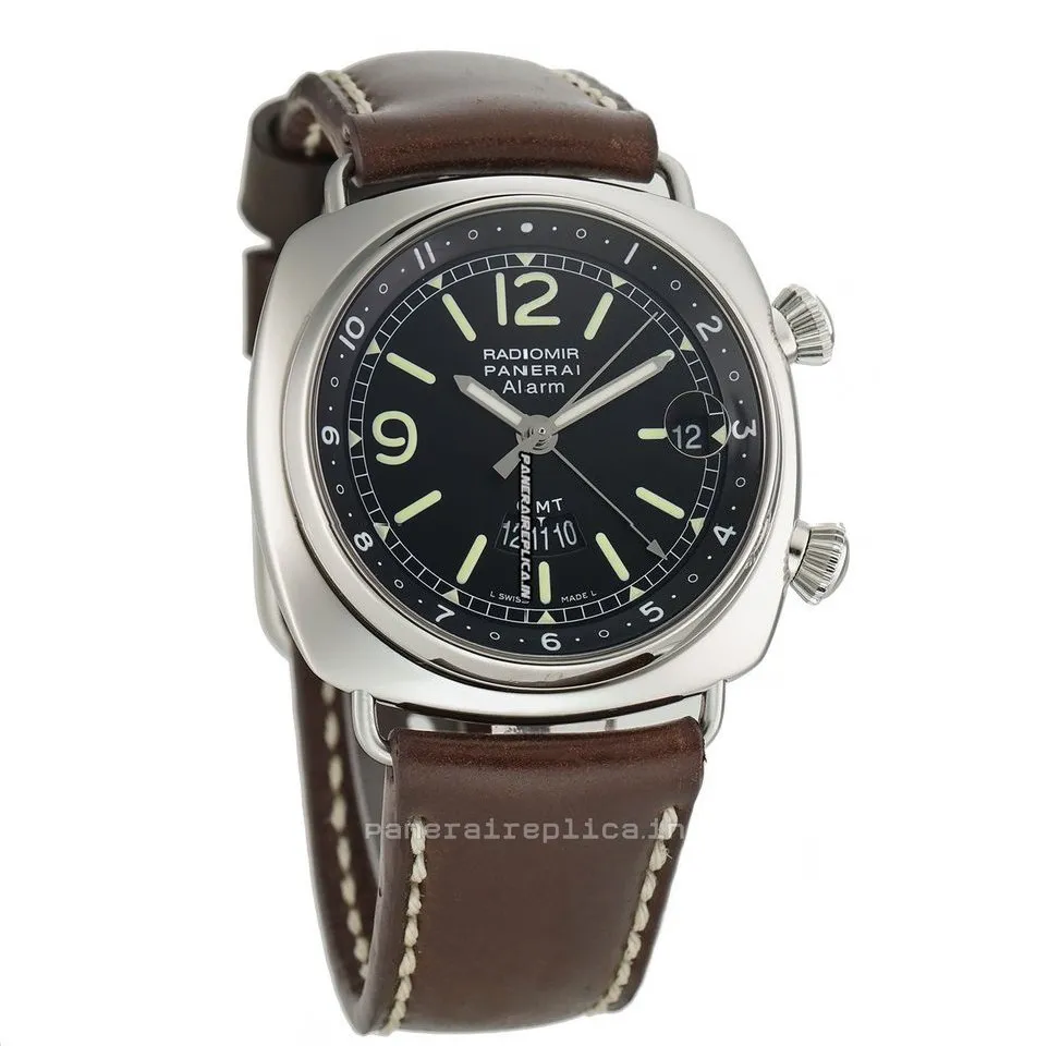 Alternative view of Remarkable Replicas Panerai Radiomir Gmt 42x47mm Steel Case Automatic Watch