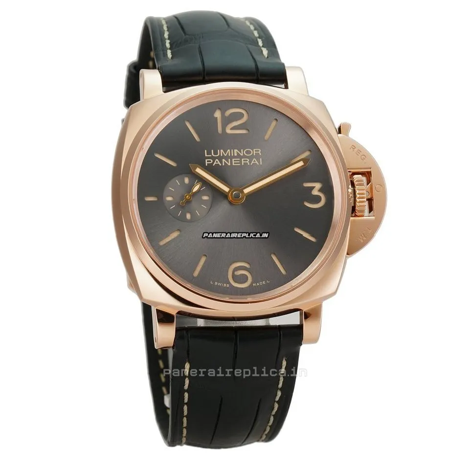 Alternative view of Fantastic Replica Panerai Luminor Due 42x49mm Rose Gold Case Manual Winding Watch