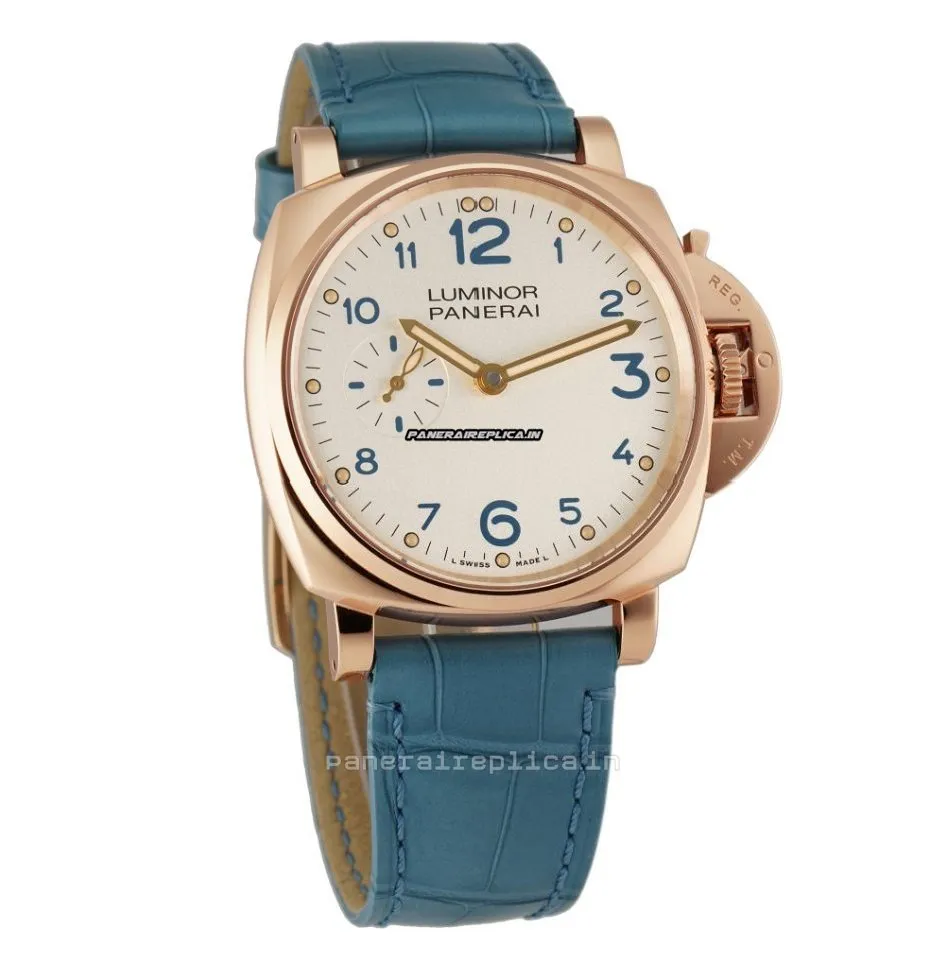 Alternative view of High Quality Copies Panerai Luminor Due 42x49mm Rose Gold Case Manual Winding Watch