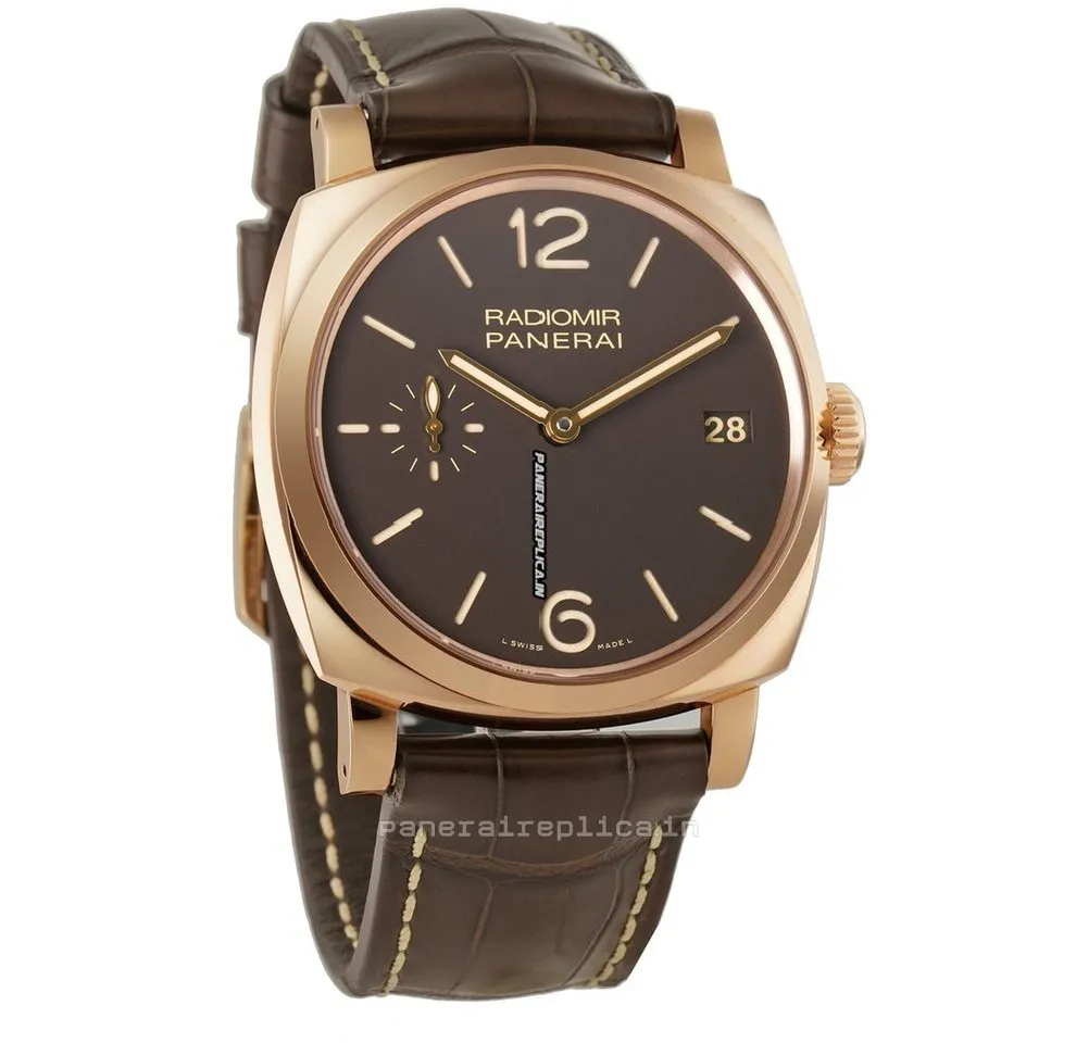 Alternative view of Remarkable Replica Panerai Radiomir 1940 47x57mm Rose Gold Case Manual Winding Watch