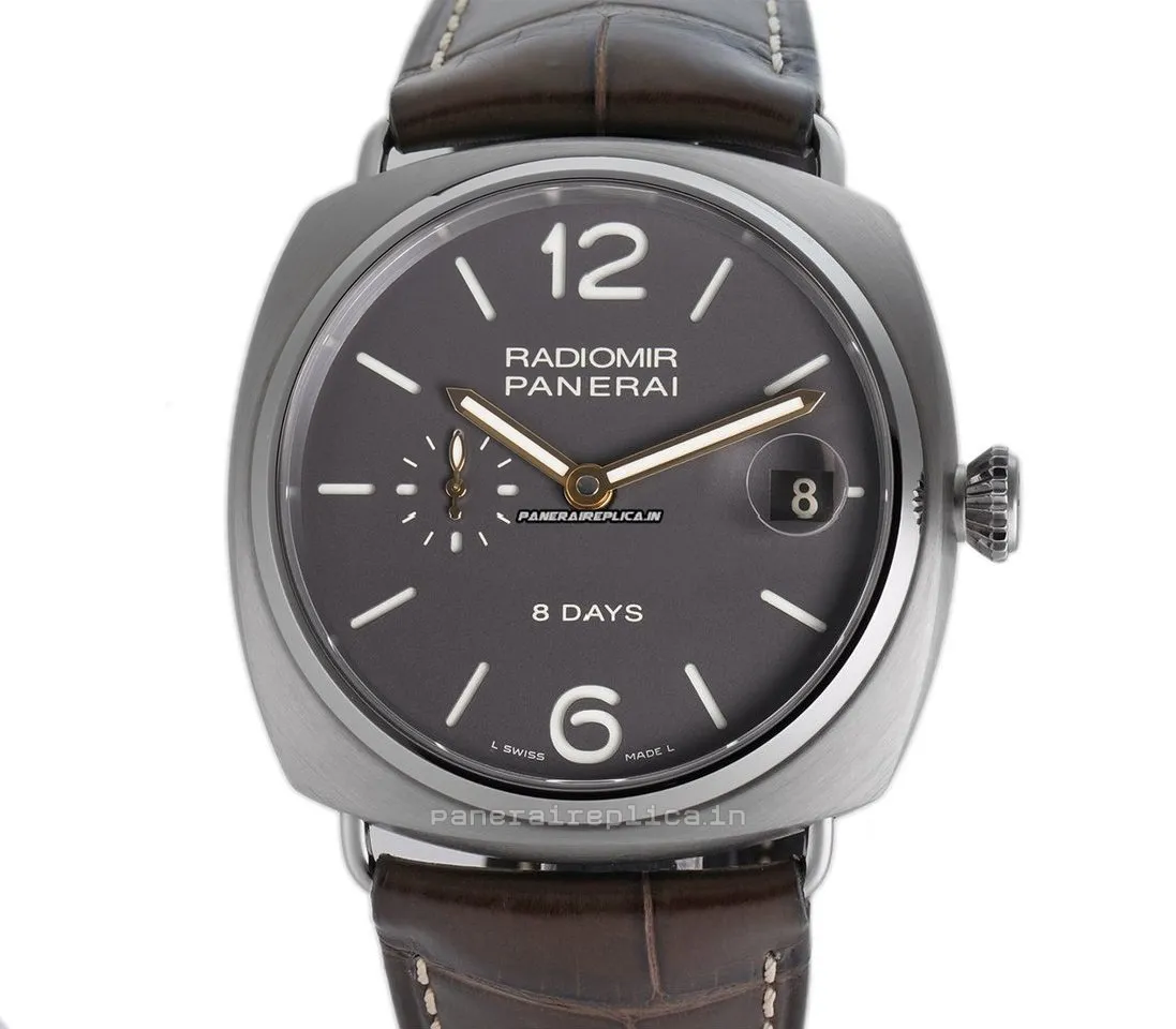 Well Made Replica Panerai Radiomir 8 Days Gmt 45x48mm Titanium Case Manual Winding Watch