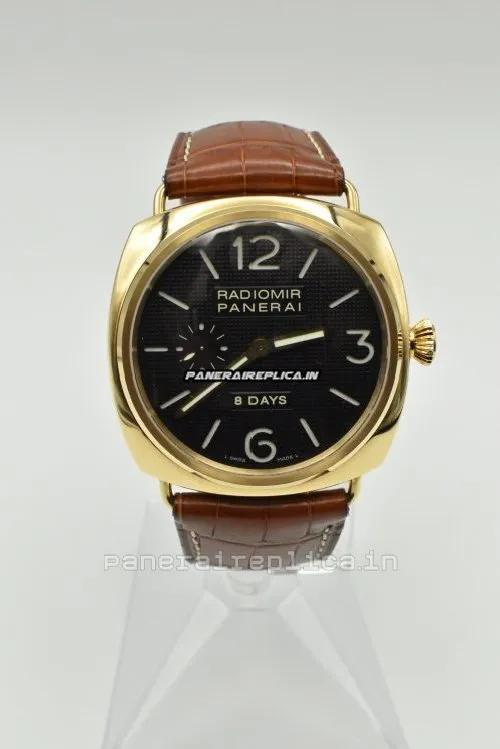 Good Replica Panerai Radiomir 8 Days Gmt 45mm Rose Gold Case Mens/unisex Manual Winding Watch