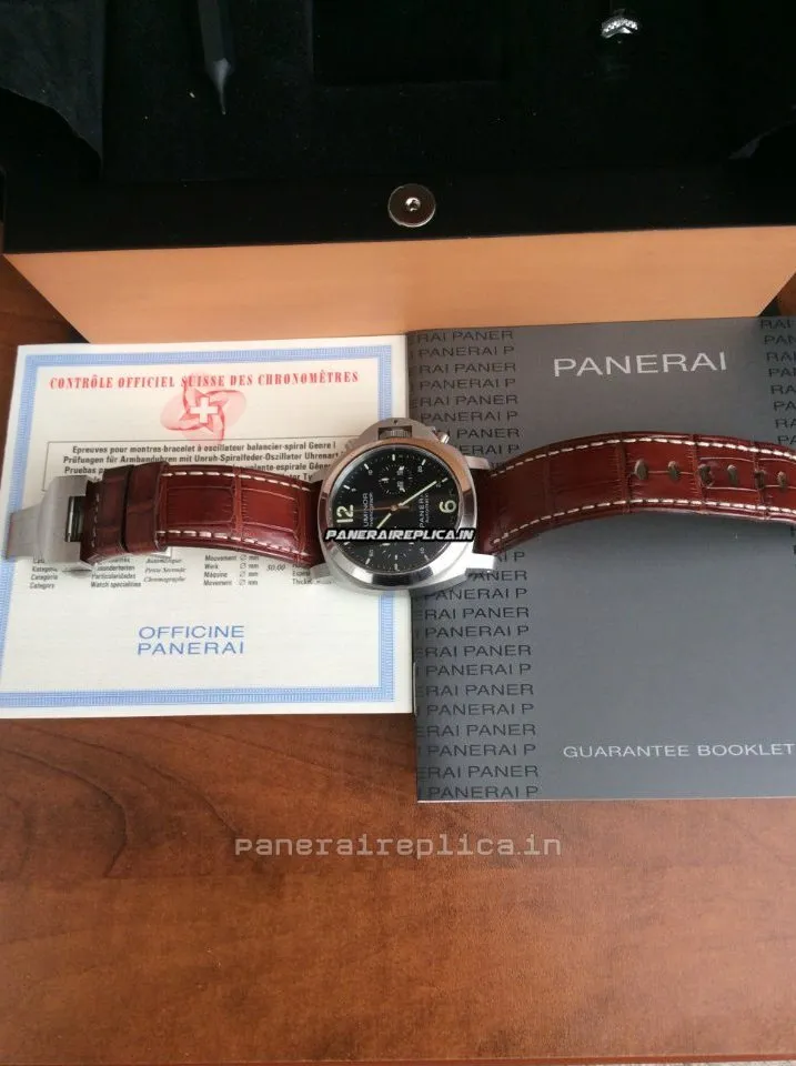 Alternative view of Swiss Imitation Panerai Luminor Chrono 40mm Steel Case Automatic Watch