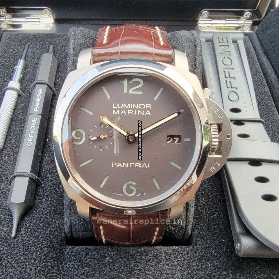 Alternative view of Well Made Knockoff Panerai Luminor Marina 44mm Titanium Case Mens/unisex Automatic Watch