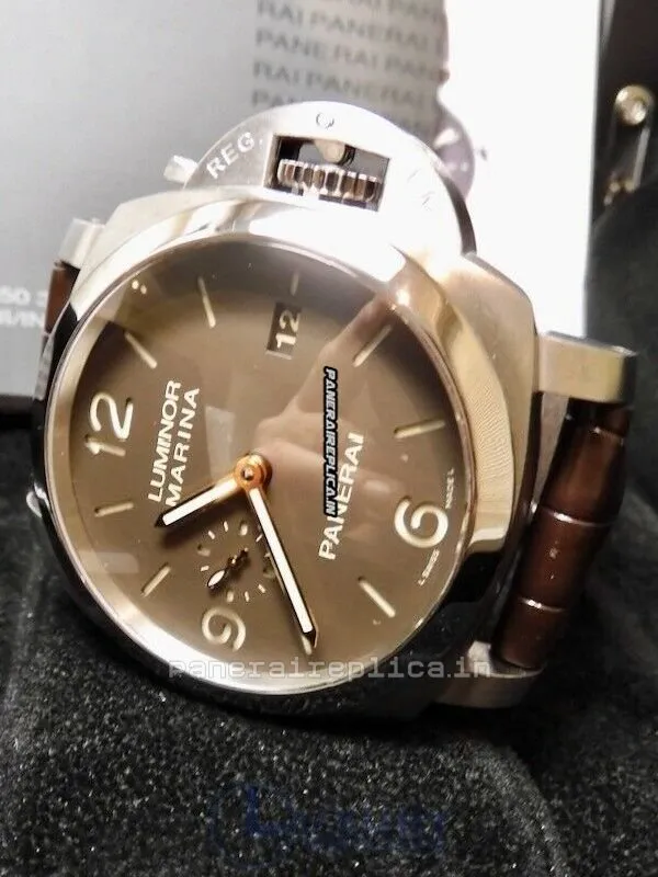 Alternative view of Incredible Fake Panerai Luminor Marina 44mm Titanium Case Automatic Watch