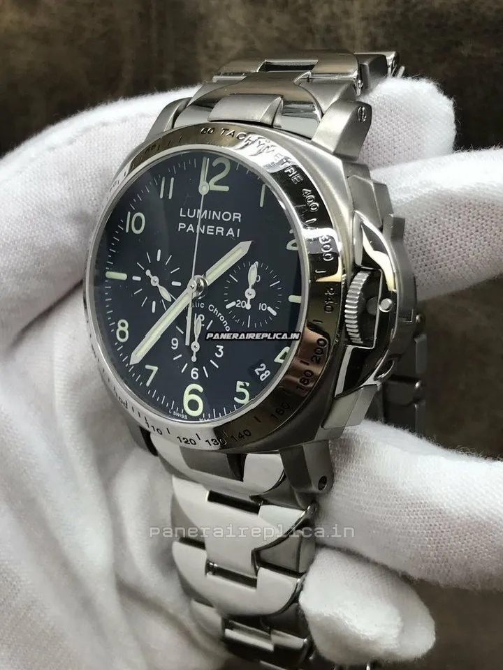 Alternative view of Mind-boggling Fake Panerai Luminor Chrono 40mm Titanium Case Automatic Watch