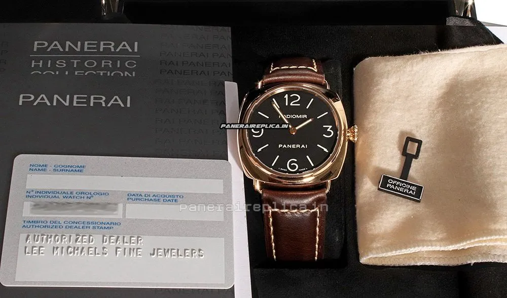 Nice Fake Panerai Radiomir 45mm Rose Gold Case Mens/unisex Manual Winding Watch
