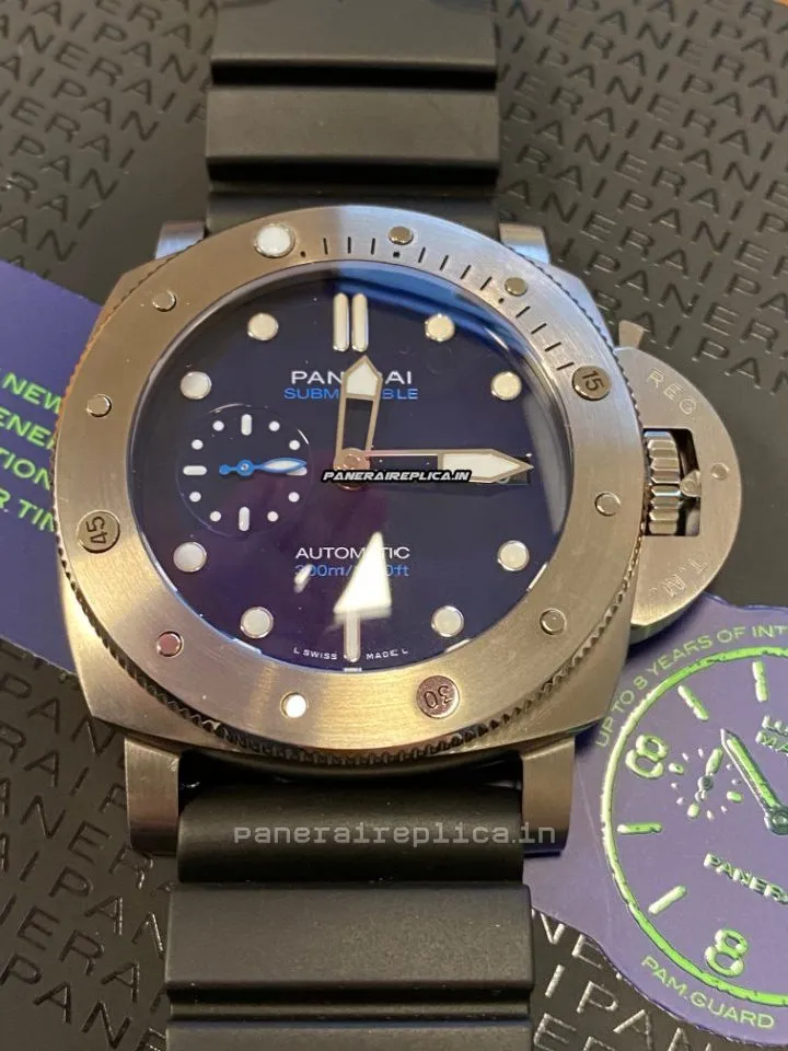 Alternative view of Awesome Knockoff Panerai Luminor Submersible 47mm Titanium Case Mens/unisex Automatic Watch