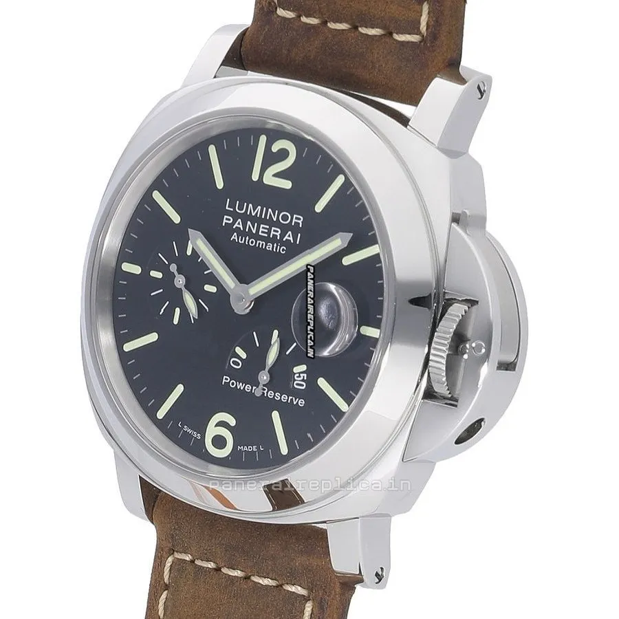 Alternative view of Appealing Fakes Panerai Luminor Power Reserve 44mm Steel Case Automatic Watch
