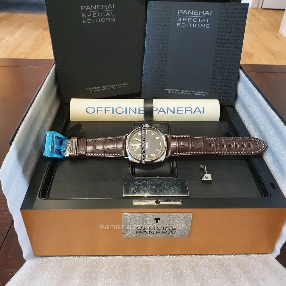 Alternative view of Nice Copy Panerai Special Editions 47mm White Gold Case Mens/unisex Manual Winding Watch