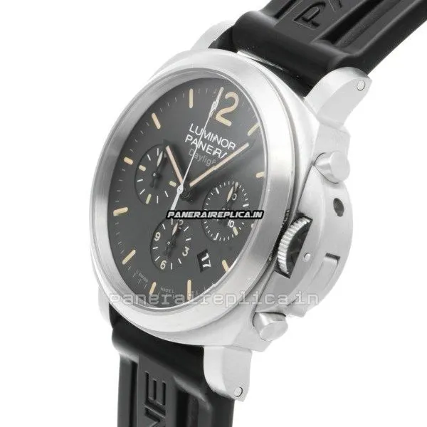 Alternative view of Beautiful Imitation Panerai Luminor Chrono 44mm Steel Case Automatic Watch