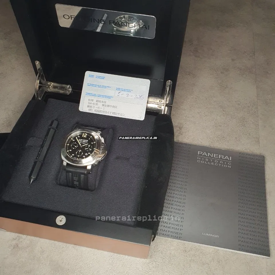 Alternative view of Inexpensive Replica Panerai Luminor Chrono 44x51mm Steel Case Mens/unisex Automatic Watch