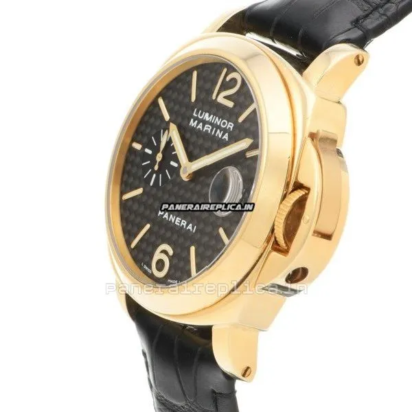 Alternative view of Superb Clone Panerai Luminor Marina 44mm Yellow Gold Case Automatic Watch