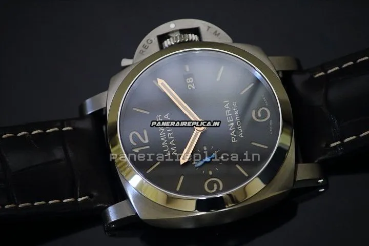 Alternative view of Amazing Imitation Panerai Luminor Marina 44mm Titanium Case Automatic Watch