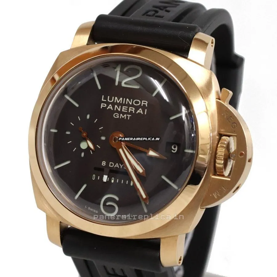 Perfect Replica Panerai Luminor 1950 44mm Rose Gold Case Manual Winding Watch