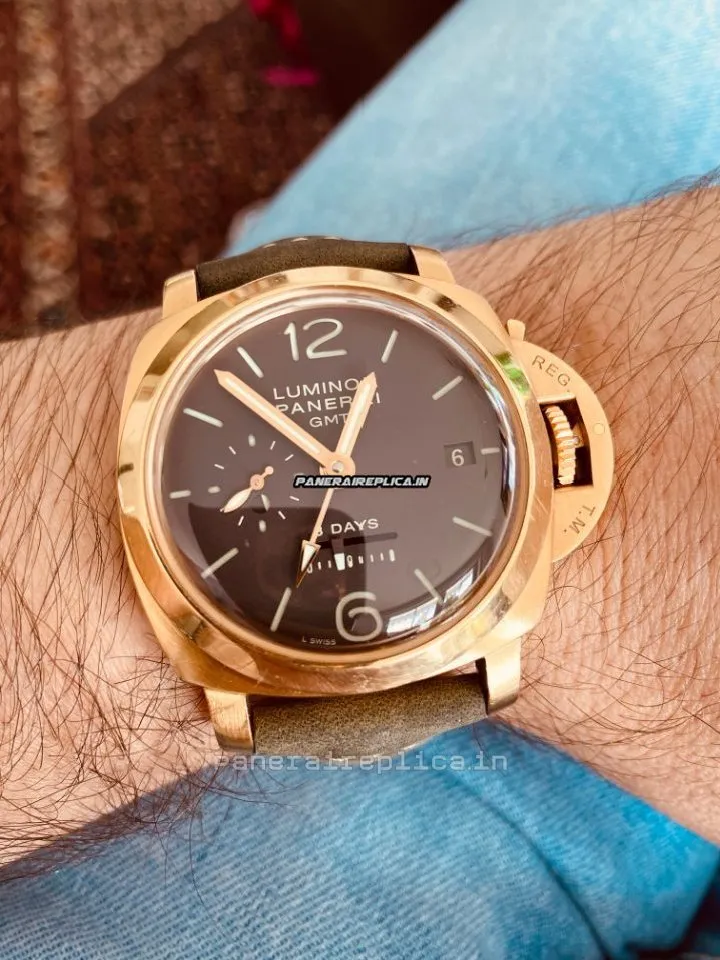 Attractive Replica Panerai Luminor 1950 44mm Rose Gold Case Mens/unisex Manual Winding Watch