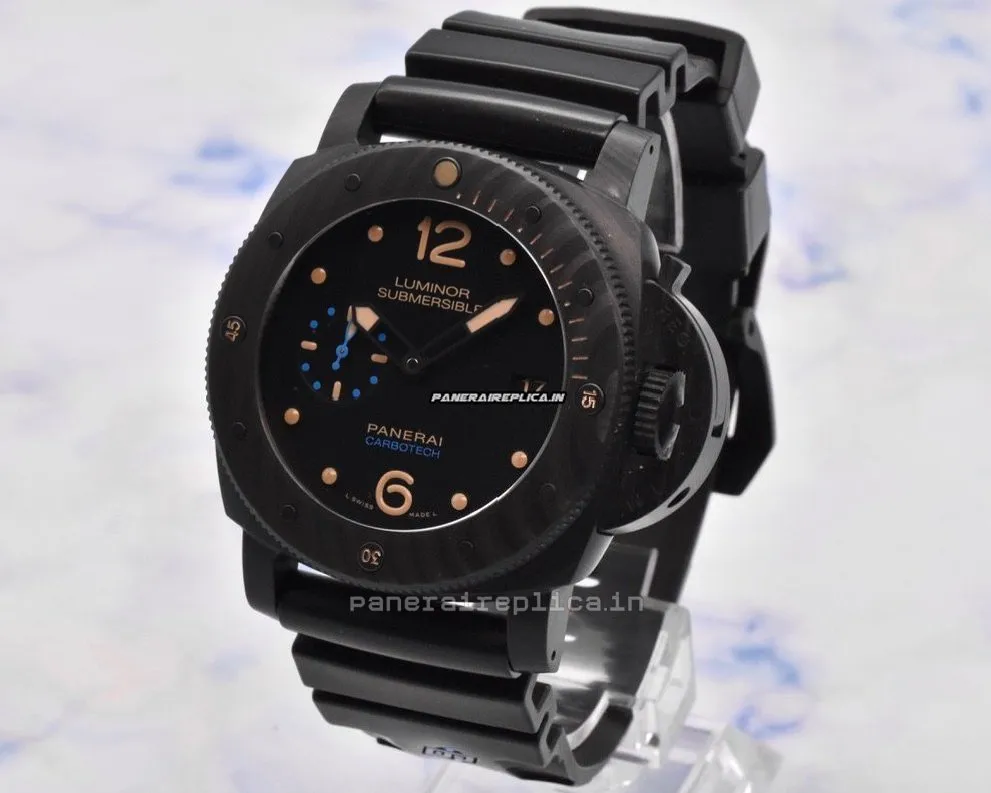 Alternative view of Terrific Replica Panerai Luminor Submersible 47mm Carbon Case Mens/unisex Automatic Watch