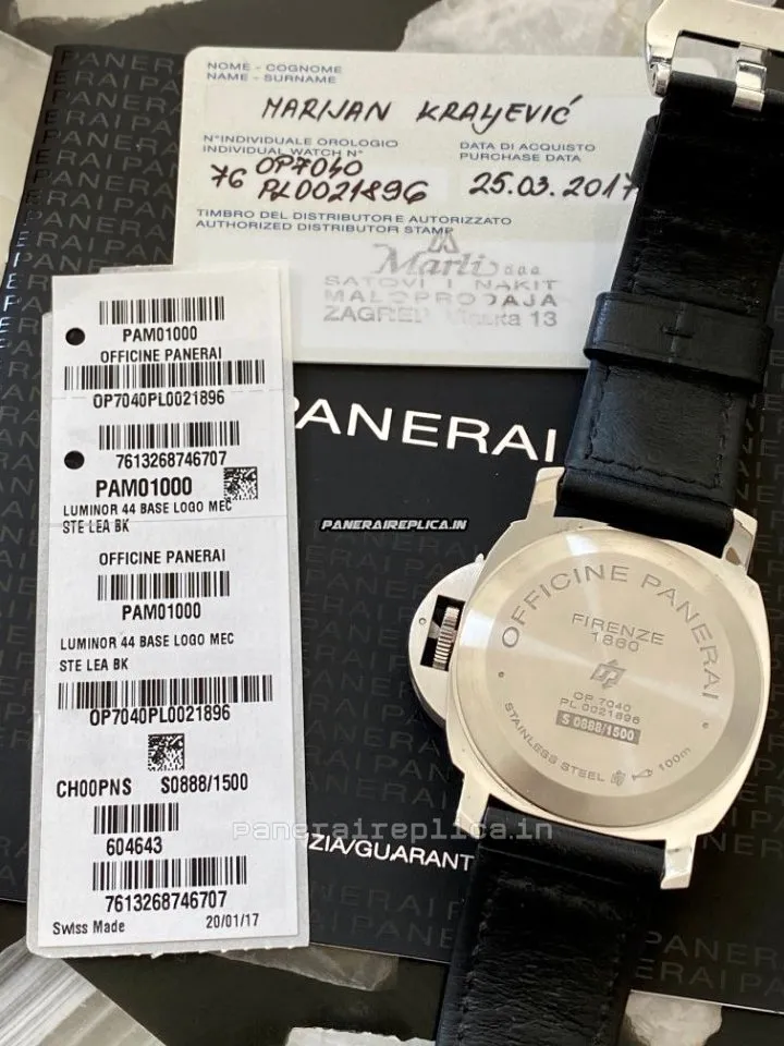 Alternative view of Incredible Fakes Panerai Luminor Base 44mm Steel Case Mens/unisex Manual Winding Watch