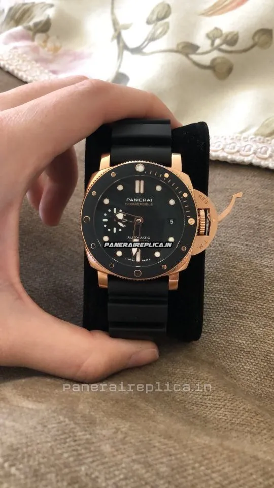 Alternative view of Defect Fake Panerai Luminor Submersible 42mm Rose Gold Case Mens/unisex Automatic Watch