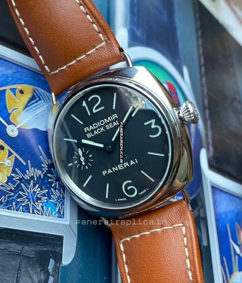 Alternative view of Fabulous Fake Panerai Radiomir Black Seal 45x50mm Steel Case Mens/unisex Manual Winding Watch