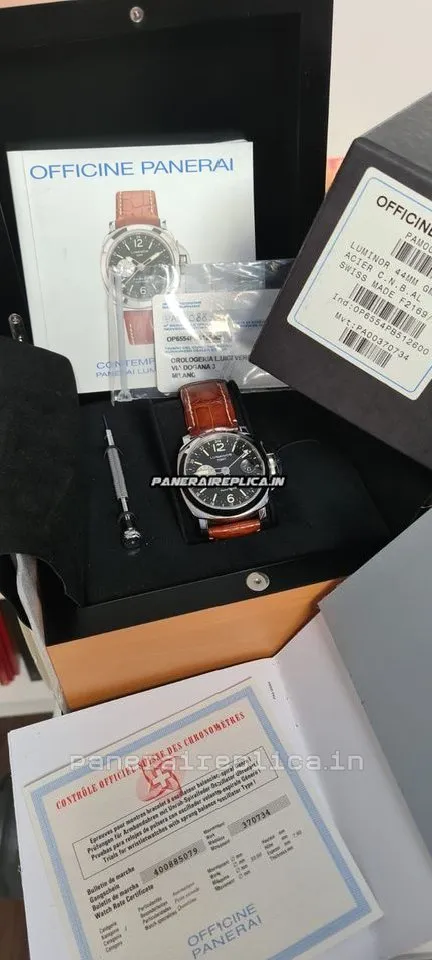 Alternative view of Mind-boggling Imitation Panerai Luminor Gmt Automatic 44mm Steel Case Mens/unisex Automatic Watch