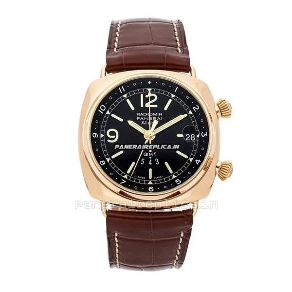Lovely Replica Panerai Radiomir Gmt 42mm Rose Gold Case Mens/unisex Automatic Watch