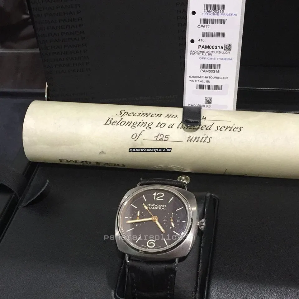 Alternative view of Best Replicas Panerai Radiomir Tourbillon Gmt Titanium Case Manual Winding Watch