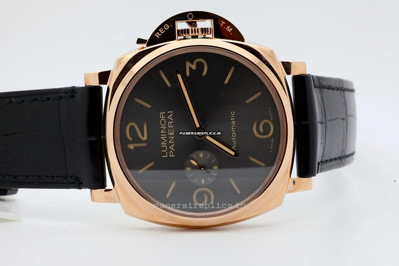 Nice Replica Panerai Luminor Due 45mm Red Gold Case Automatic Watch