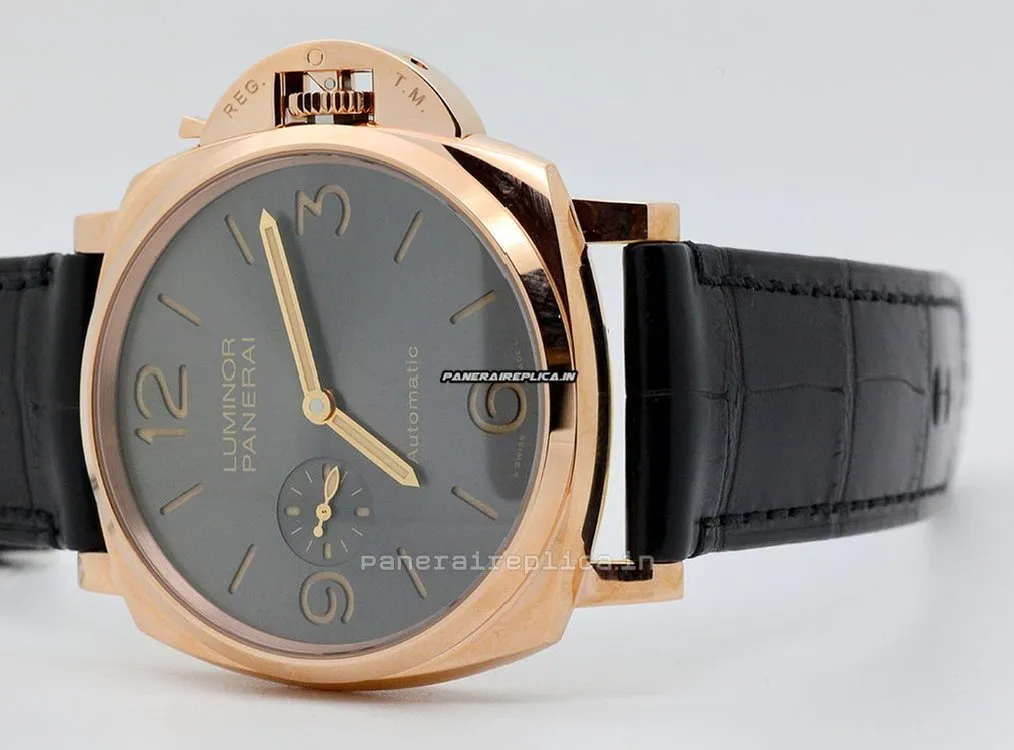Alternative view of Nice Replica Panerai Luminor Due 45mm Red Gold Case Automatic Watch