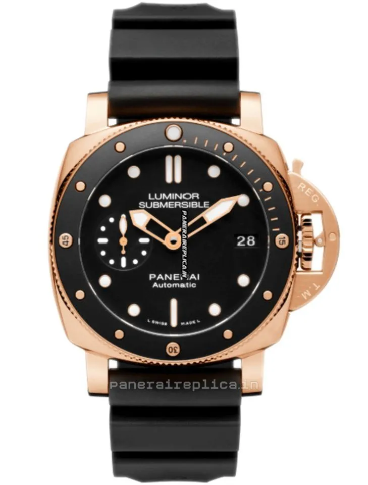 Mind-boggling Replica Panerai Luminor Submersible 42mm Red Gold Case Automatic Watch