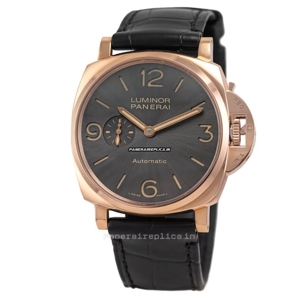 Alternative view of Terrific Knockoff Panerai Luminor Due 45mm Red Gold Case Mens/unisex Automatic Watch