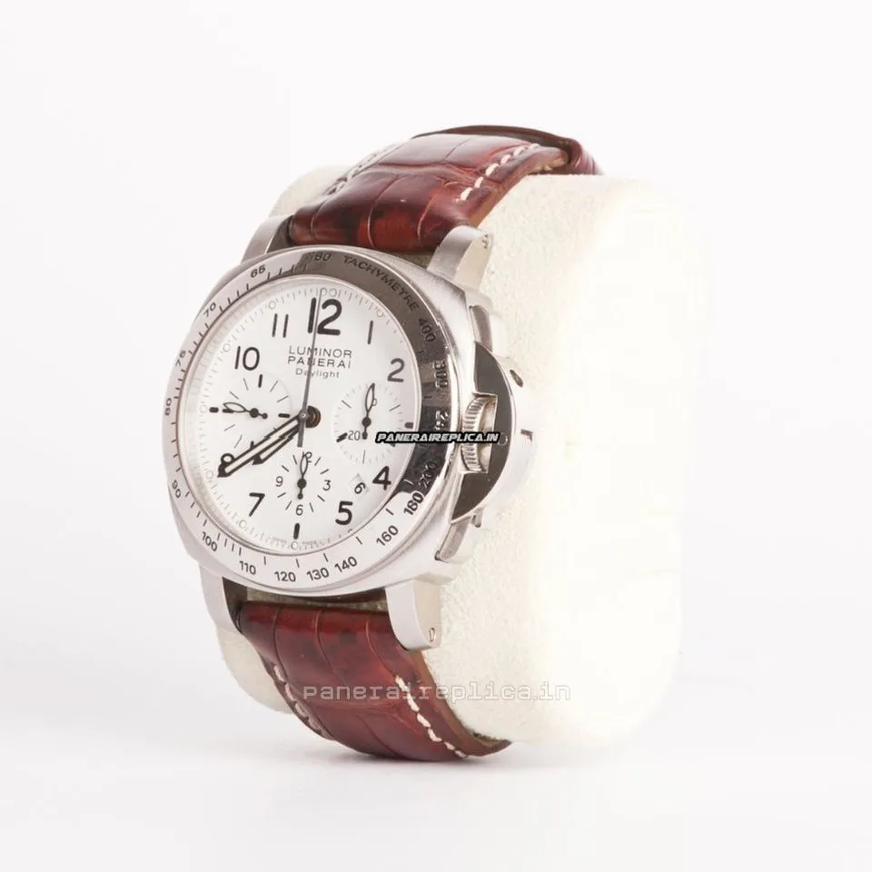 Alternative view of Pleasing Fake Panerai Luminor Chrono 44mm Steel Case Automatic Watch