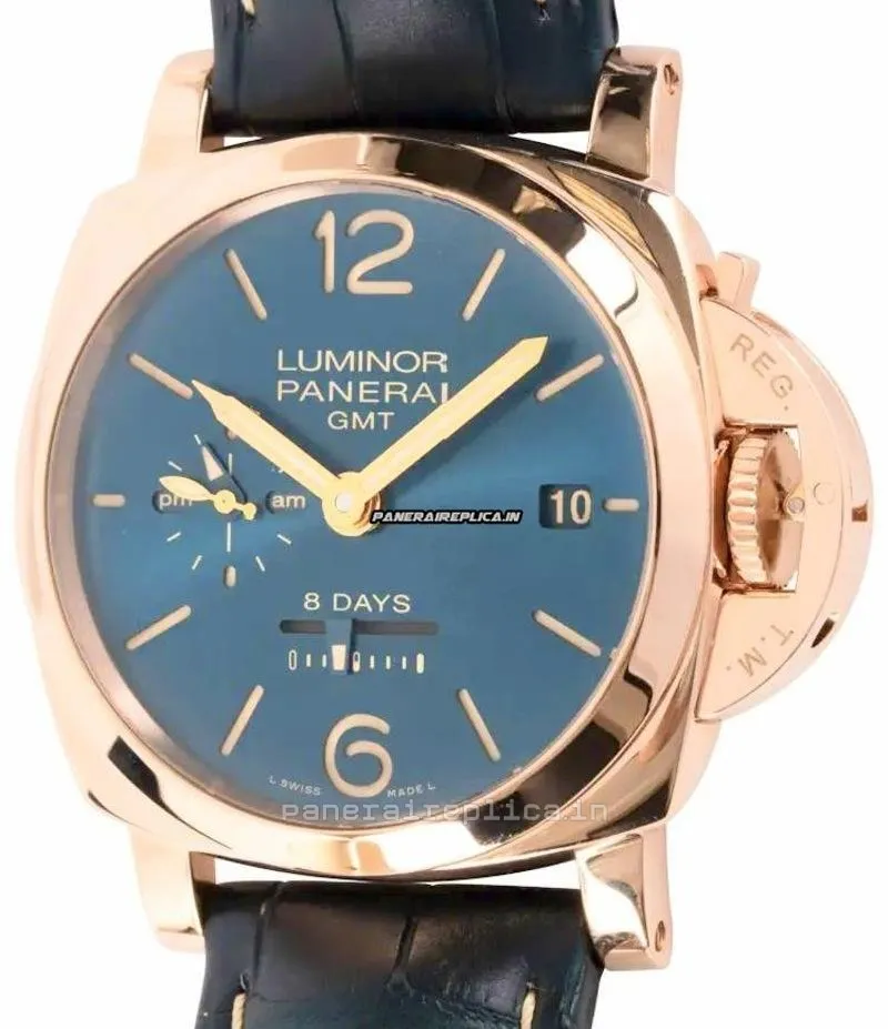 Fine Replica Panerai Luminor 1950 44mm Rose Gold Case Automatic Watch
